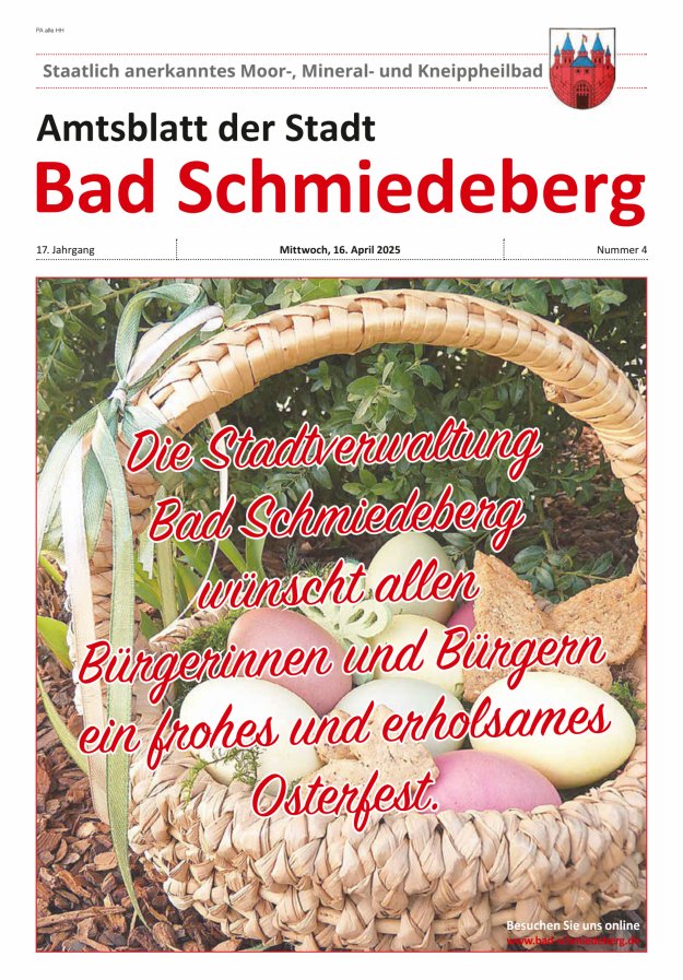 Amtsblatt der Stadt Bad Schmiedeberg Titelblatt 04/2025