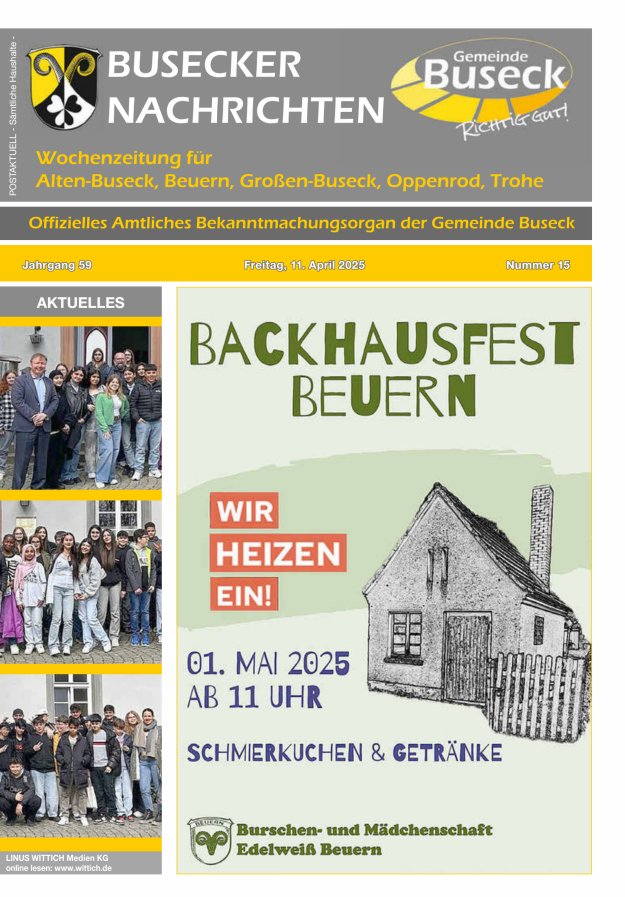 Busecker Nachrichten Titelblatt 15/2025