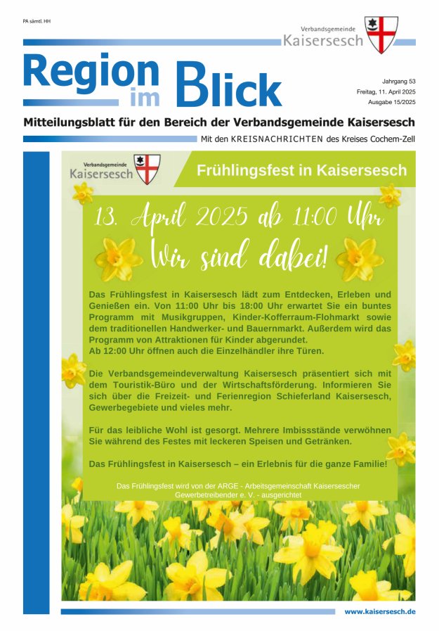 Region im Blick VG Kaisersesch Titelblatt 15/2025