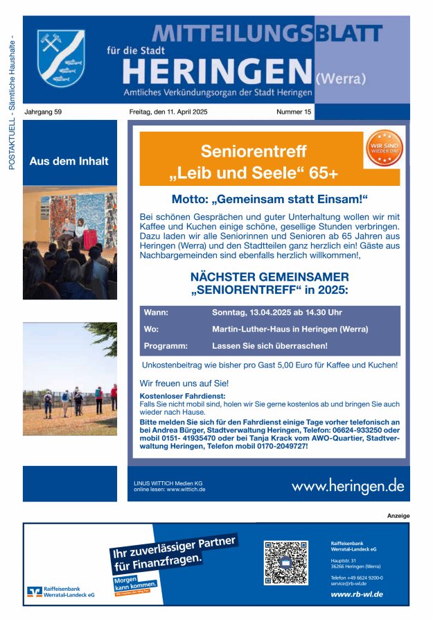 Mitteilungsblatt Heringen Titelblatt 15/2025