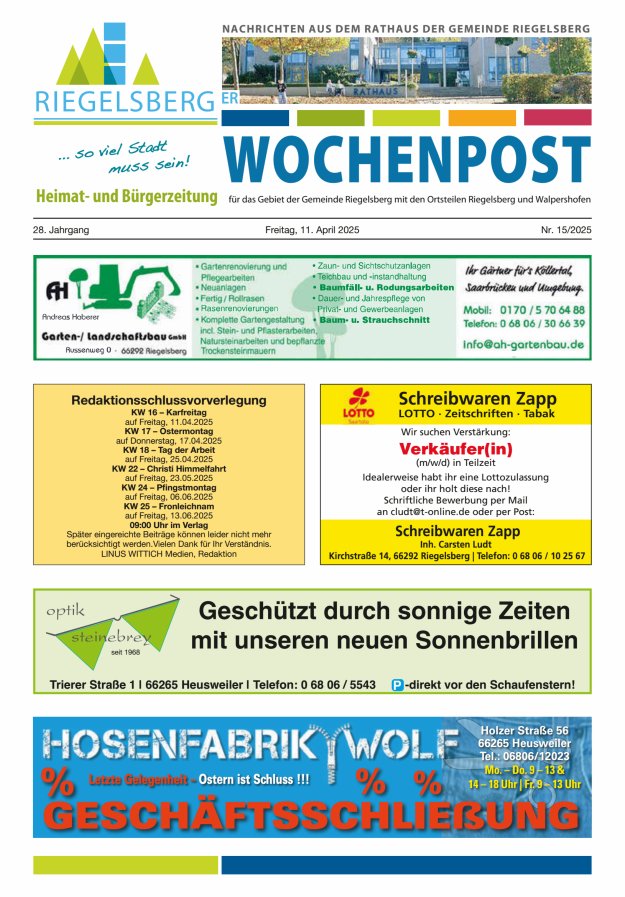 Riegelsberger Wochenpost Titelblatt 15/2025