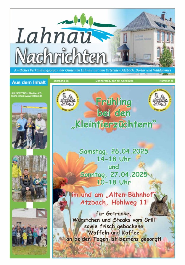 Lahnau Nachrichten Titelblatt 15/2025