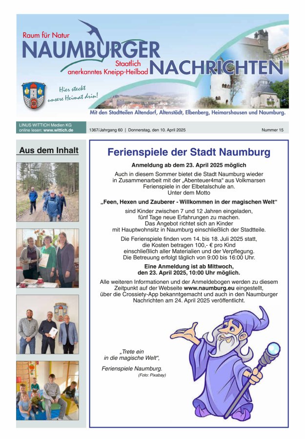 Naumburger Nachrichten Titelblatt 15/2025
