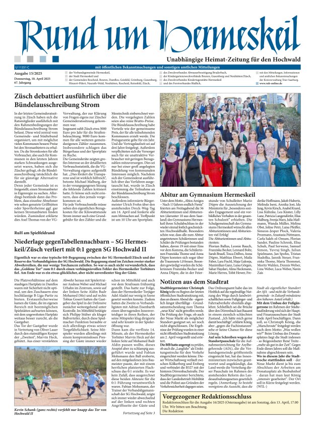 Rund um Hermeskeil Titelblatt 15/2025