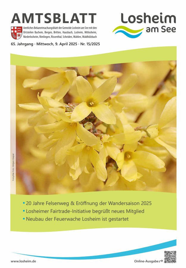 Amtliches Bekanntmachungsblatt der Gemeinde Losheim am See Titelblatt 15/2025