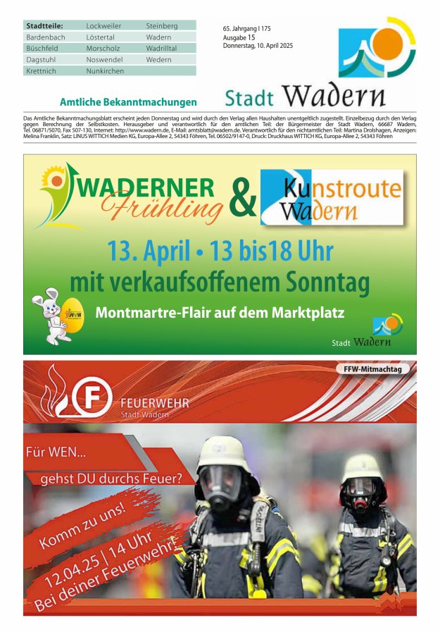 Stadt Wadern Titelblatt 15/2025