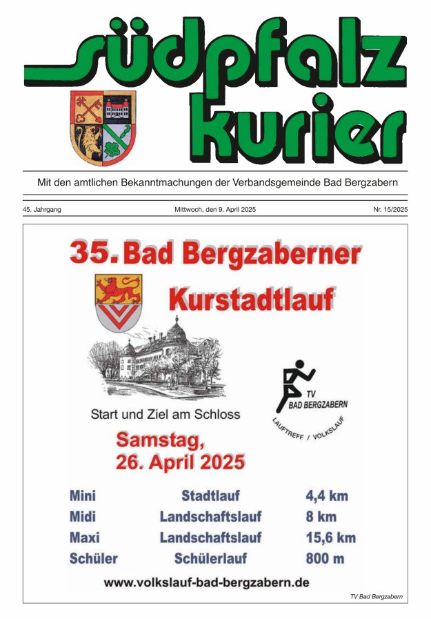 Südpfalz Kurier - VG Bad Bergzabern Titelblatt 15/2025