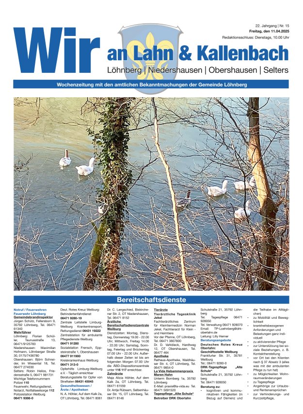 Amtliches Mitteilungsblatt der Gemeinde Löhnberg Titelblatt 15/2025