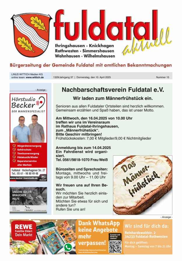 Fuldatal aktuell Titelblatt 15/2025