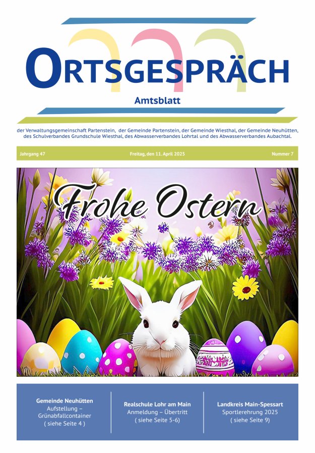 Ortsgespräch - Amtsblatt der VG Partenstein und ihrer Körperschaften Titelblatt 07/2025