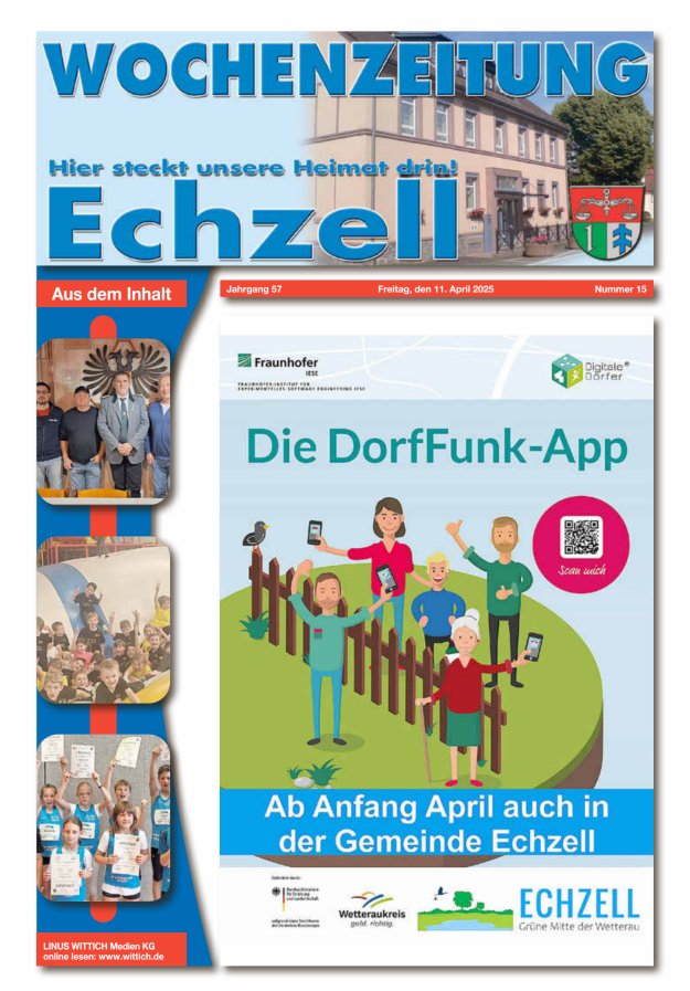 Wochenzeitung für die Gemeinde Echzell Titelblatt 15/2025