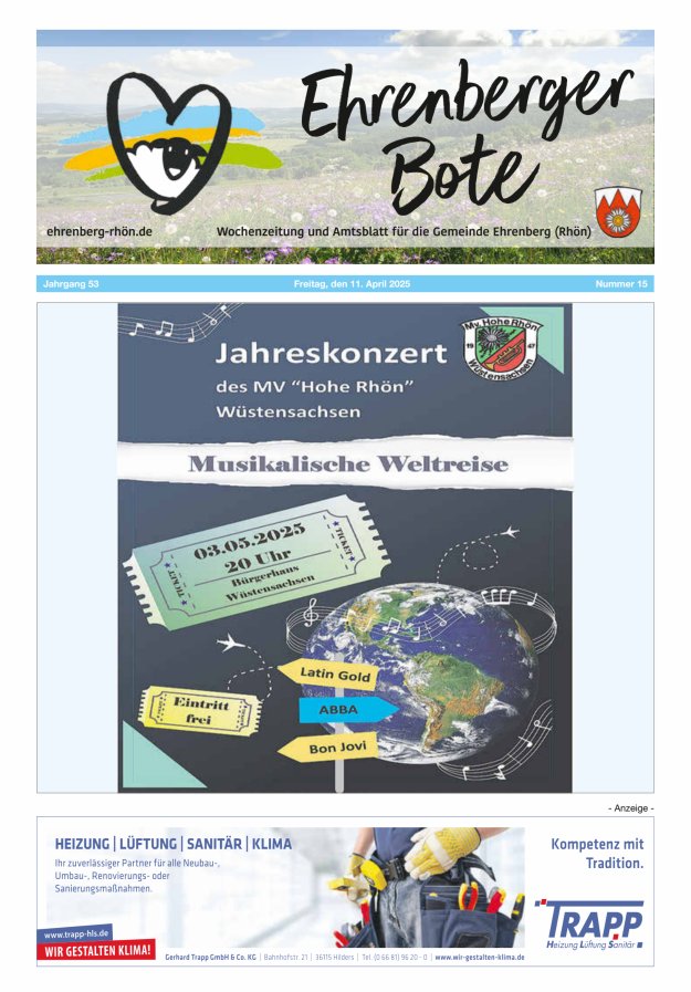 Ehrenberger Bote Titelblatt 15/2025