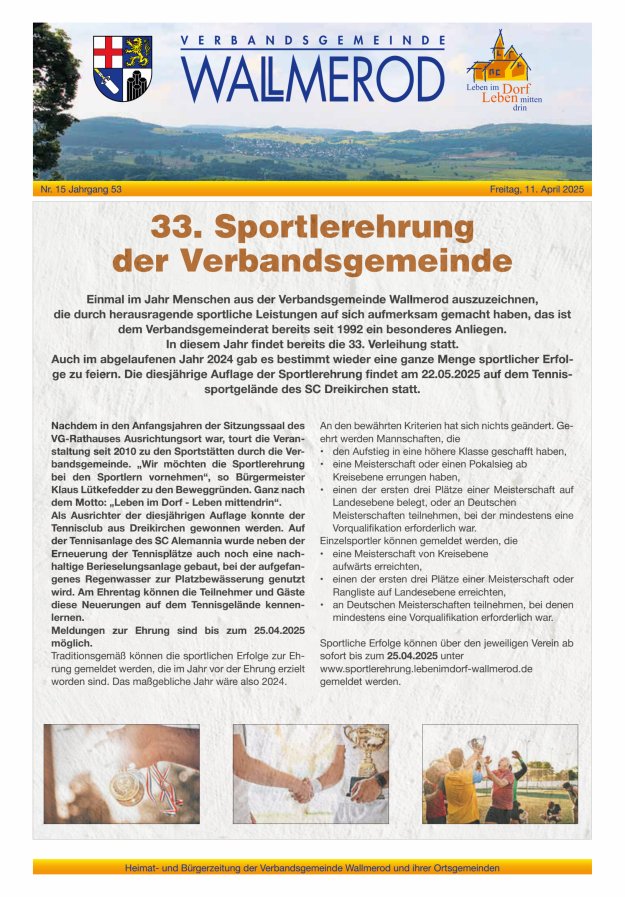 Wir über uns - Verbandsgemeinde Wallmerod Titelblatt 15/2025
