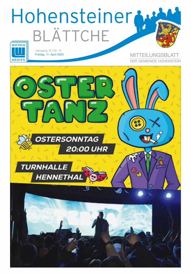 Hohensteiner Blättche Titelblatt 15/2025