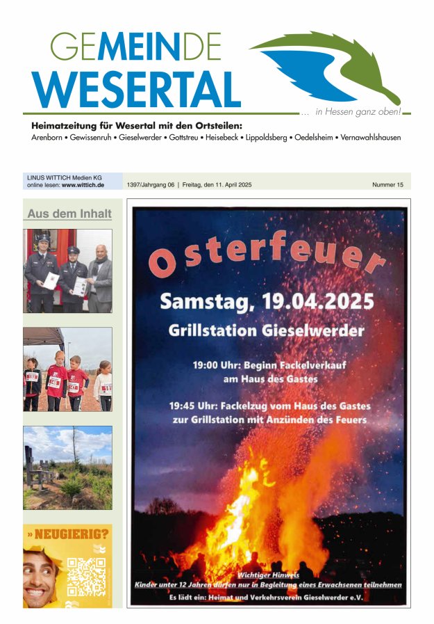 Wesertal Titelblatt 15/2025