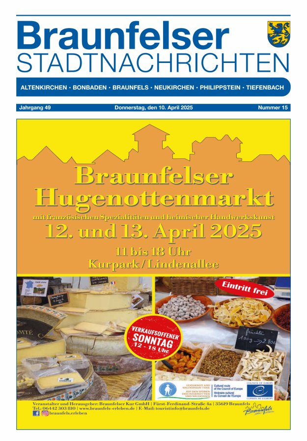 Braunfelser Stadtnachrichten Titelblatt 15/2025