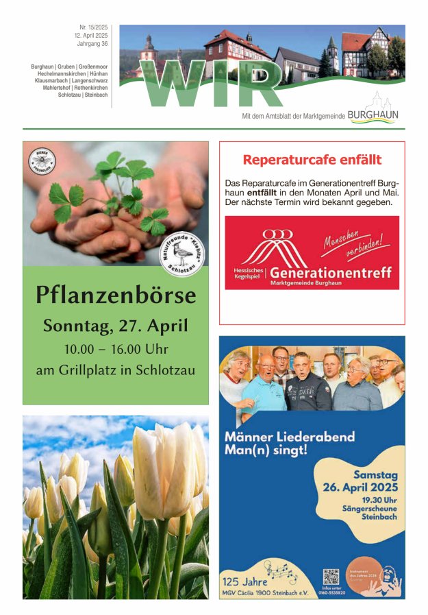WIR - mit Amtsblatt der Marktgemeinde Burghaun Titelblatt 15/2025