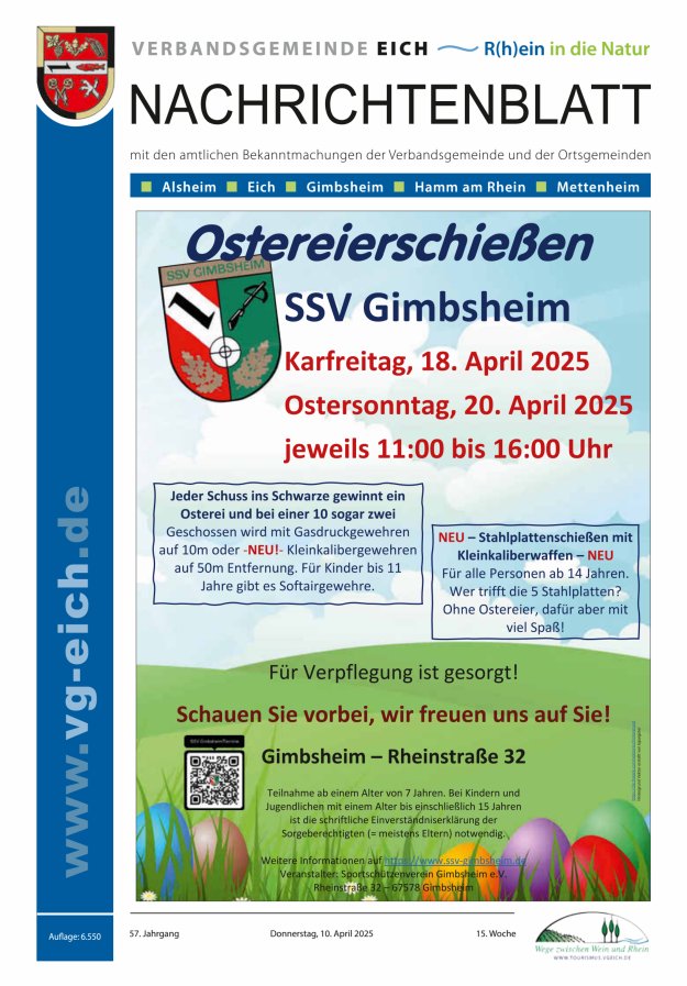 Nachrichtenblatt der VG Eich Titelblatt 15/2025