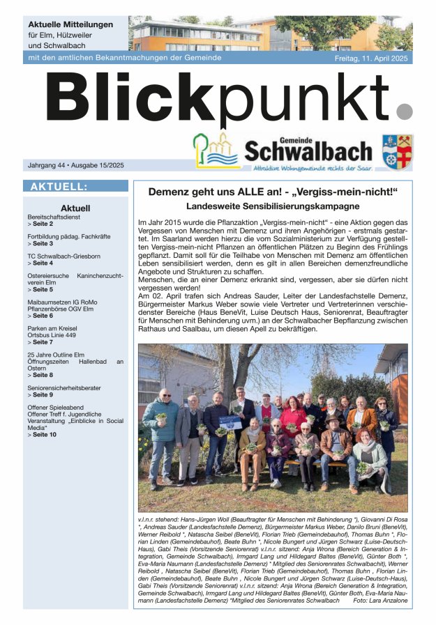 Blickpunkt Schwalbach Titelblatt 15/2025