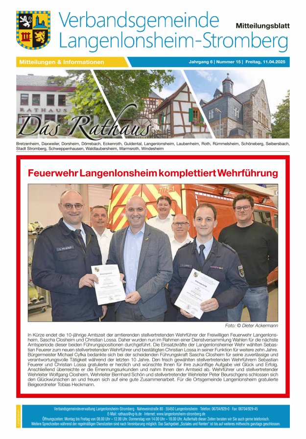Das Rathaus - MTB d VG Langenlonsheim-Stromberg Titelblatt 15/2025