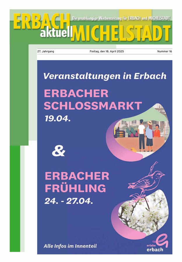 Erbach-Michelstadt aktuell Titelblatt 16/2025