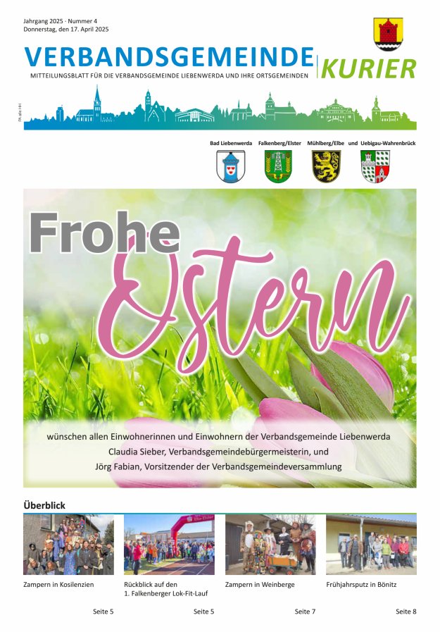 Verbandsgemeindekurier - Mitteilungsblatt für die Verbandsgemeinde Liebenwerda Titelblatt 04/2025