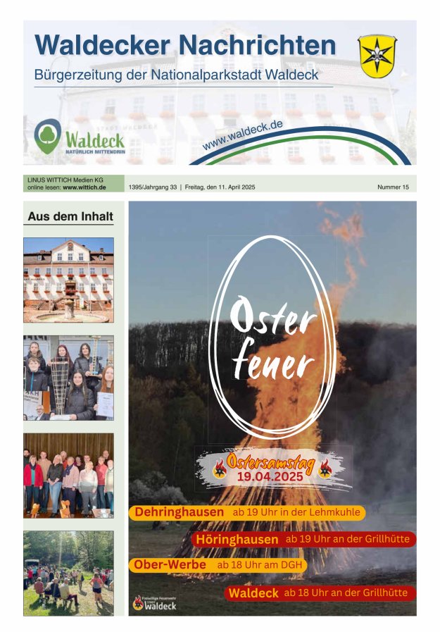 Waldecker Nachrichten Titelblatt 15/2025