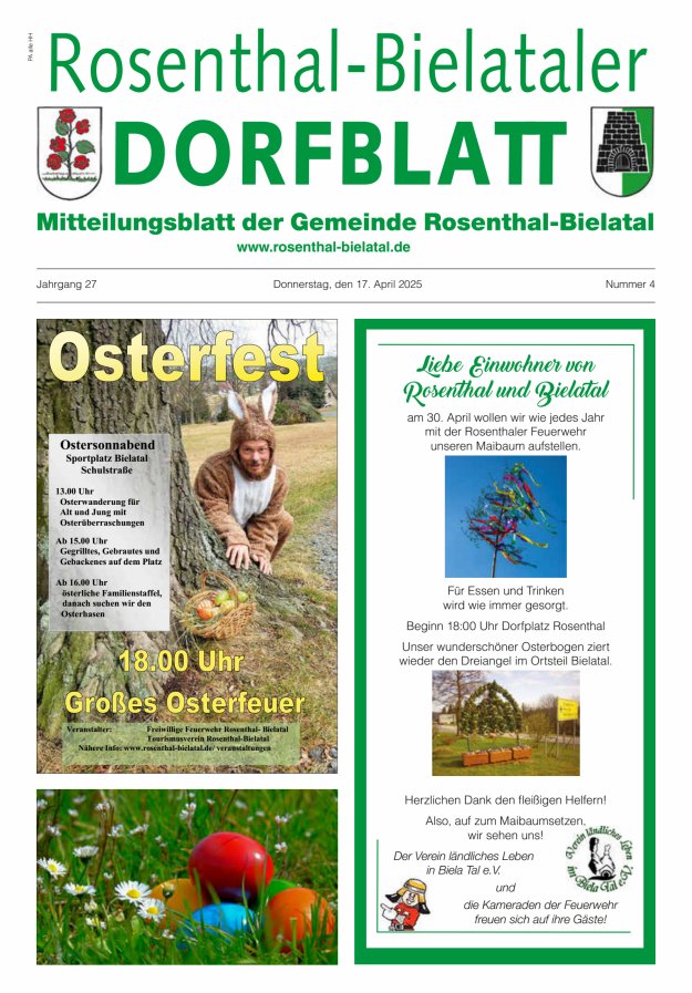 Rosenthal-Bielataler Dorfblatt Titelblatt 04/2025
