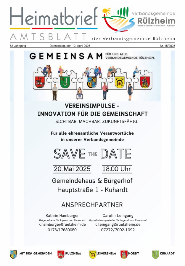 Heimatbrief VG Rülzheim Titelblatt 15/2025