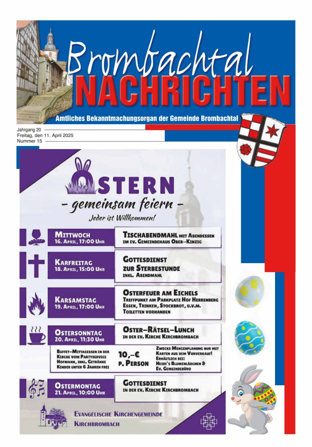 Brombachtal-Nachrichten Amtsblatt der Gemeinde Brombachtal Titelblatt 15/2025