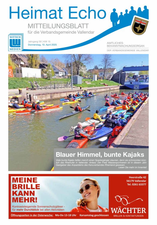 Heimat-Echo - Heimat- und Bürgerzeitung Verbandsgemeinde Vallendar Titelblatt 15/2025