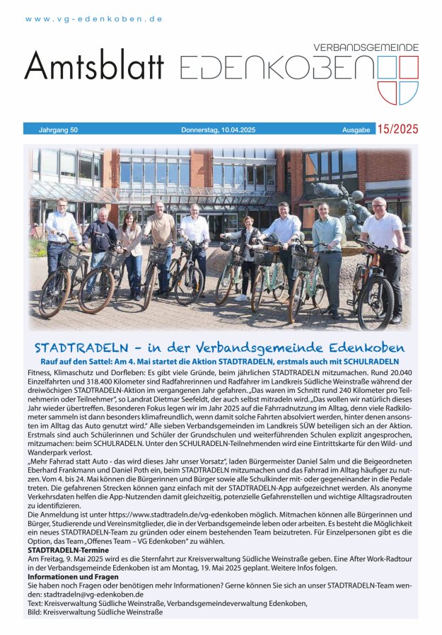 Amtsblatt VG Edenkoben Titelblatt 15/2025