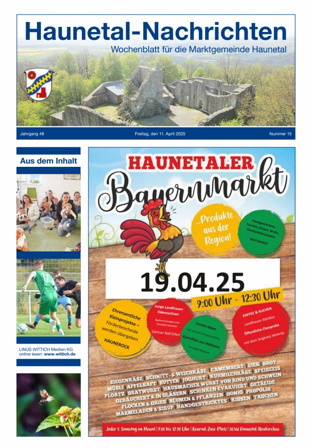 Haunetal-Nachrichten Titelblatt 15/2025