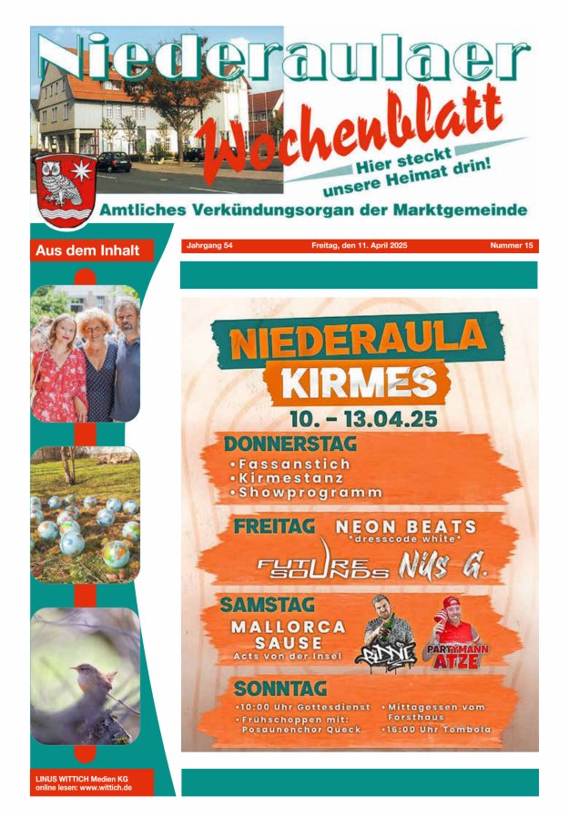 Niederaulaer Wochenblatt Titelblatt 15/2025