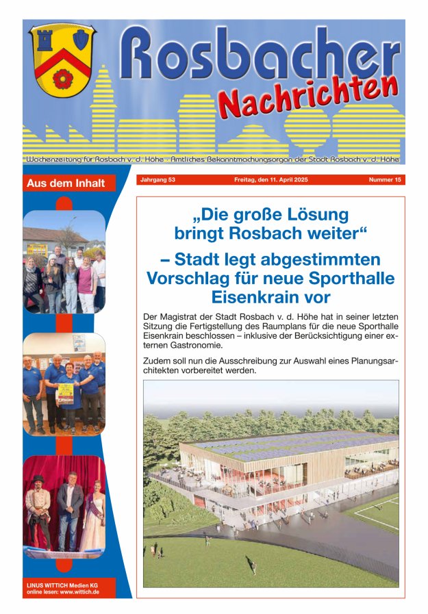 Rosbacher Nachrichten Titelblatt 15/2025