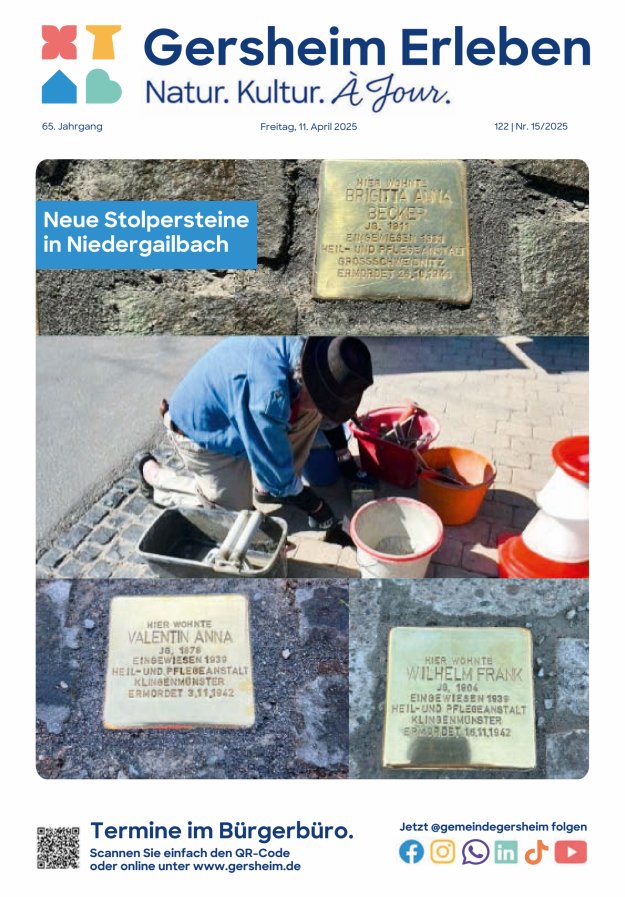 Bekanntmachungsblatt der Gemeinde Gersheim Titelblatt 15/2025