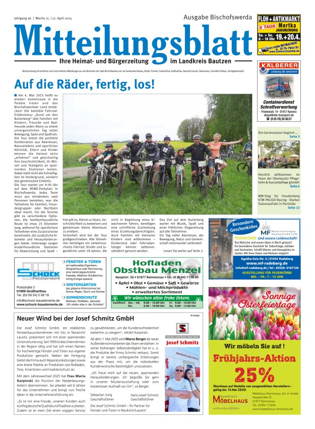 Mitteilungsblatt LK Bautzen Ausgabe Bischofswerda Titelblatt 14/2025