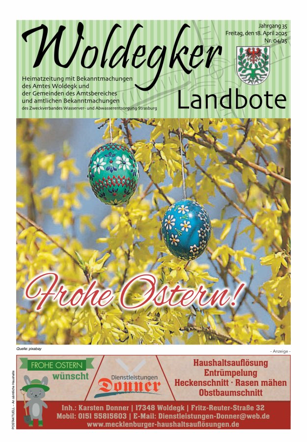 Woldegker Landbote Titelblatt 04/2025