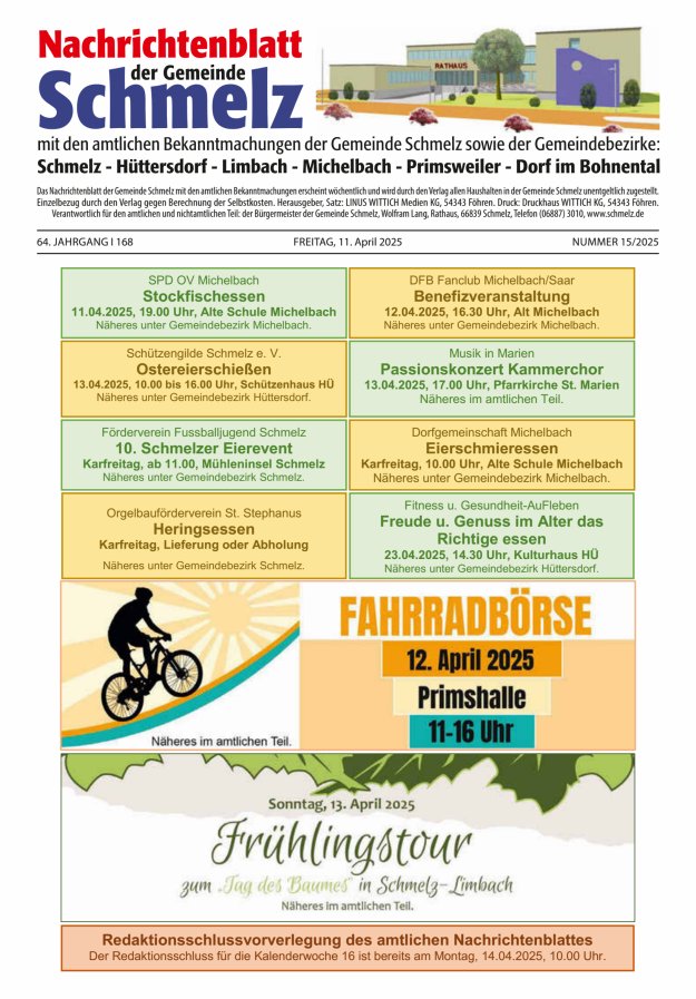 Nachrichtenblatt Schmelz Titelblatt 15/2025