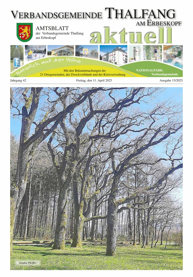 Thalfang aktuell - Amtsblatt VG Thalfang Titelblatt 15/2025