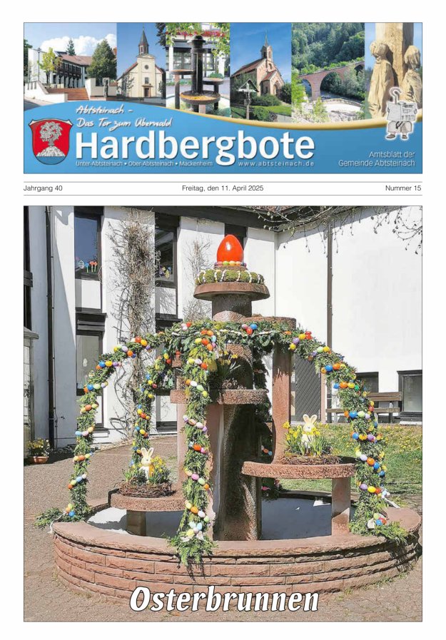 Hardbergbote - Mitteilungsblatt der Gemeinde Abtsteinach Titelblatt 15/2025