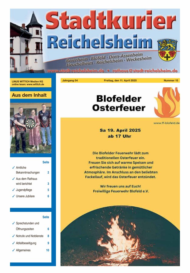Stadtkurier Reichelsheim Titelblatt 15/2025