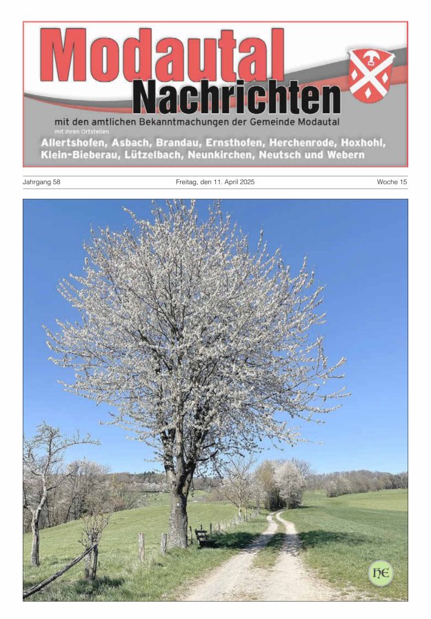 Modautal-Nachrichten Titelblatt 15/2025