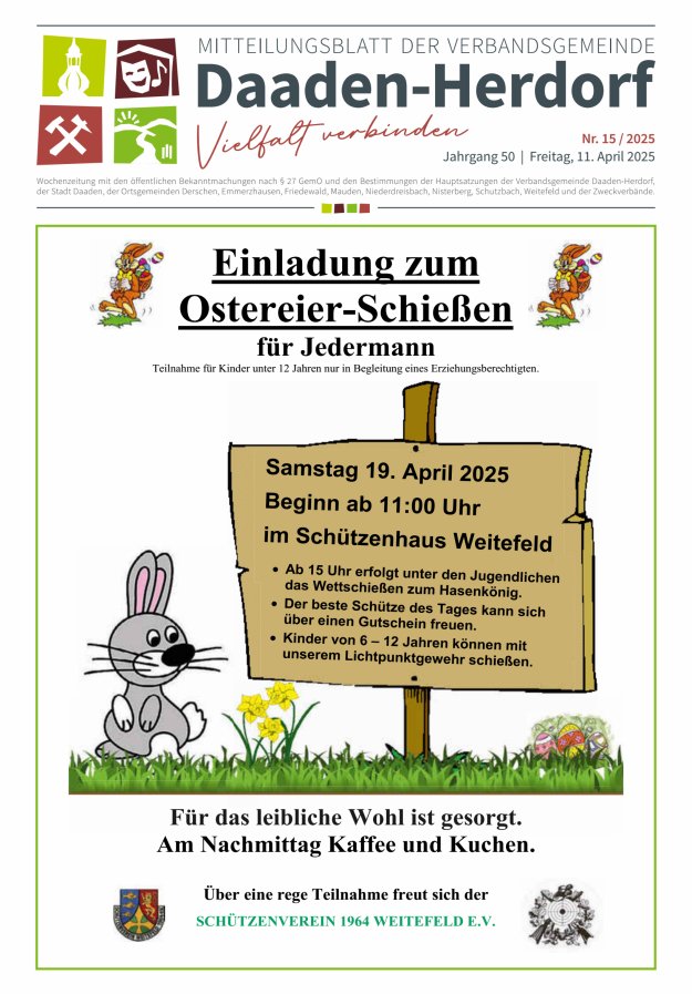 Mitteilungsblatt der Verbandsgemeinde Daaden-Herdorf Titelblatt 15/2025