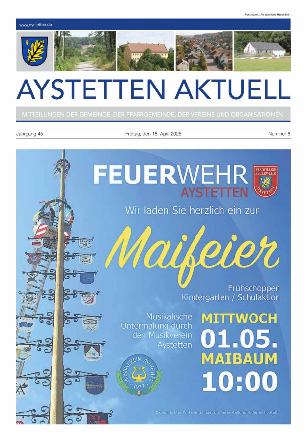 Aystetten Aktuell Wir über uns Titelblatt 08/2025
