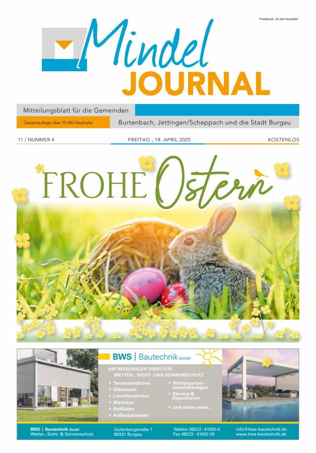 Mindeljournal Freies Blatt für Burgau Burtenbach Jettingen-Scheppach Titelblatt 04/2025