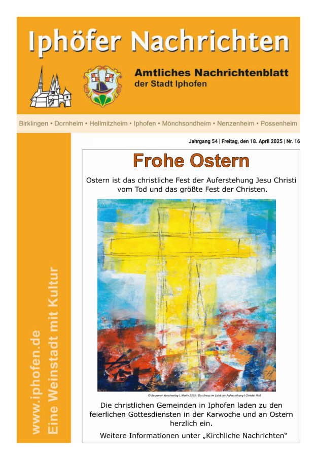 Iphöfer Nachrichten Titelblatt 16/2025