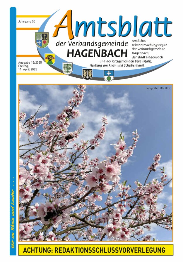 Amtsblatt der VG Hagenbach Titelblatt 15/2025