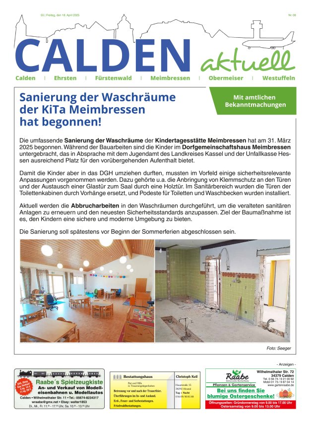 Calden aktuell Titelblatt 08/2025