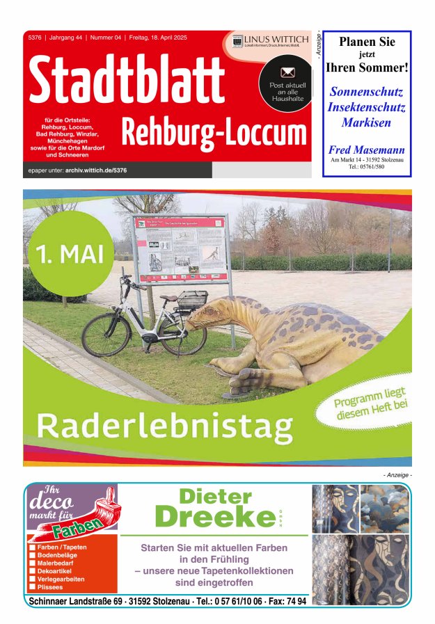 Stadtblatt Rehburg-Loccum Titelblatt 04/2025